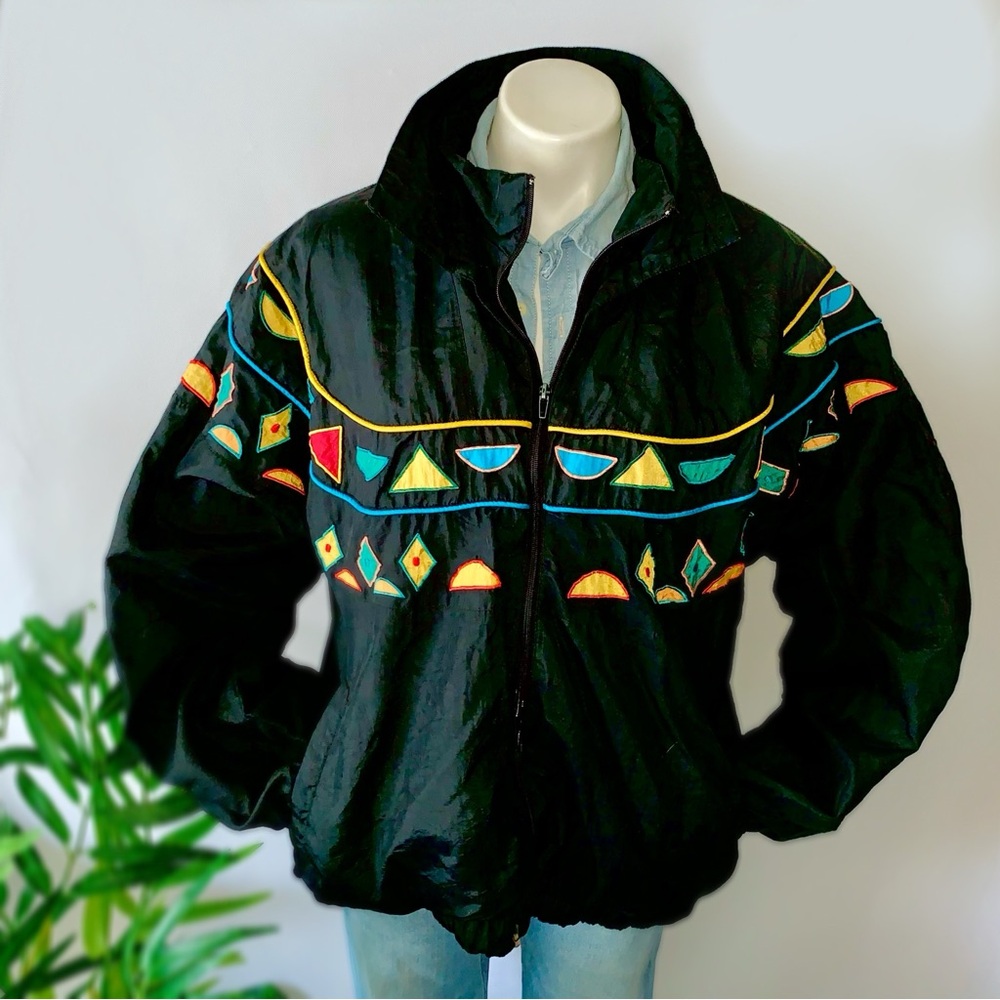 v i n t a g e :: Rad Artsy Vibrant Retro Windbreaker Rain Jacket - Picture 13 of 13